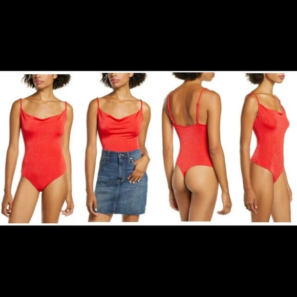NEW FREE PEOPLE Cowls In The Club Bodysuit Love Glare Red Size XS - Picture 5 of 12